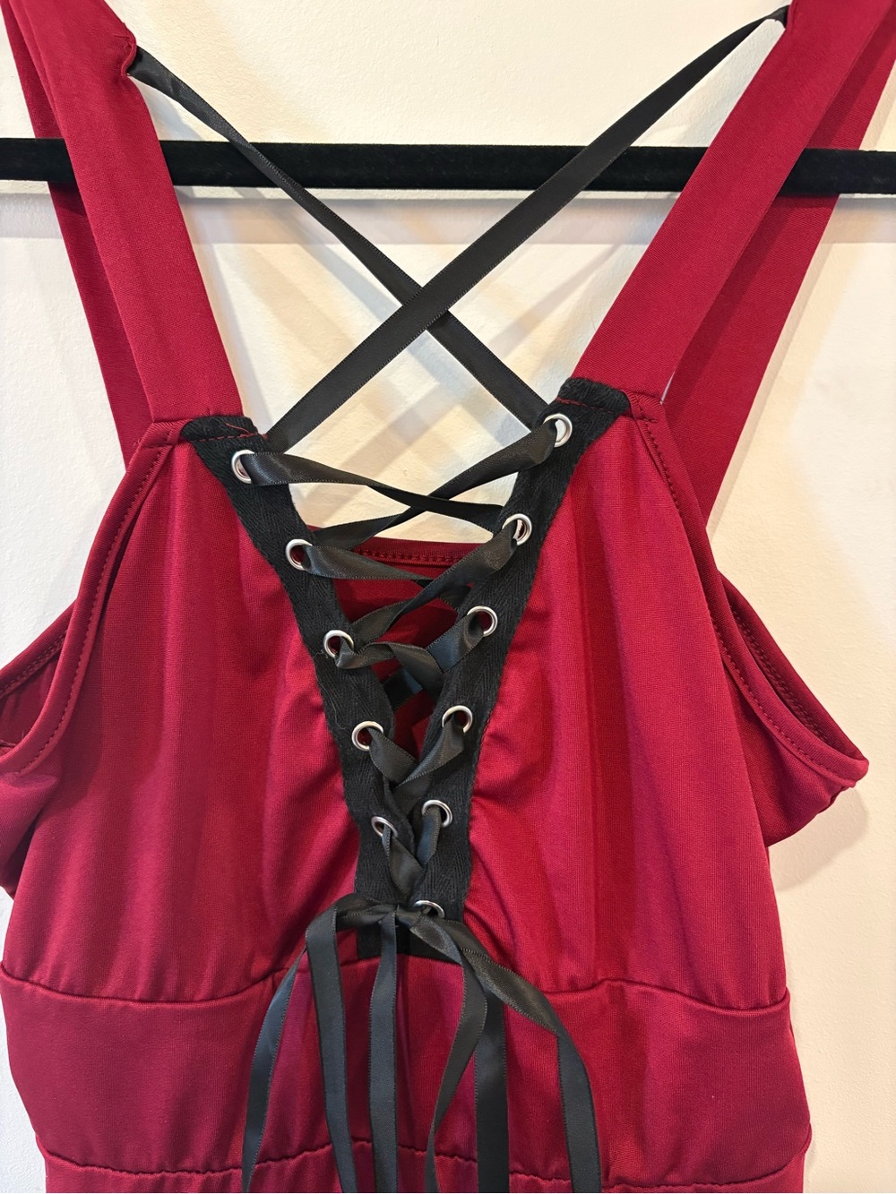 Red Lace Front Dress - Picture 2 of 4